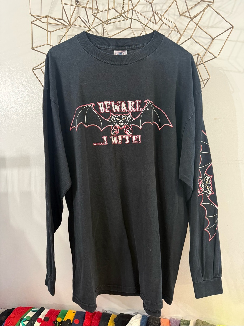 Beware I Bite! Black Long-Sleeve Graphic Tee